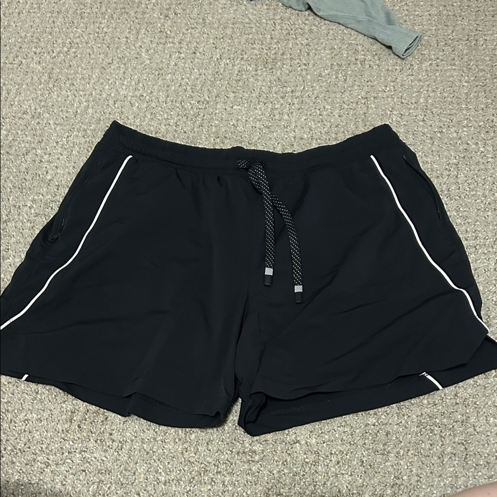 Fabletics Black Athletic Shorts with White Trim